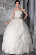 Strapless Puffy Rolled Layers Ball Gown Top Designer Wedding Dress