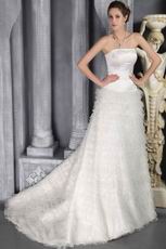 Strapless Ruffles Emberllish Romantic Wedding Dress Manufacturer