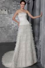 Strapless Ruffles Emberllish Romantic Wedding Dress Manufacturer