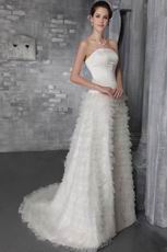 Strapless Ruffles Emberllish Romantic Wedding Dress Manufacturer