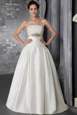 Lace Strapless A-line Floor Length Ivory Wedding Dress