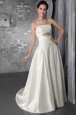 Lace Strapless A-line Floor Length Ivory Wedding Dress