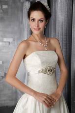 Lace Strapless A-line Floor Length Ivory Wedding Dress