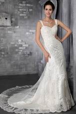 Mermaid Strap Court Train Lace Appliques Sexy Wedding Dress