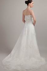 Classical Strapless Embroidery A-line Tulle Wedding Dresses