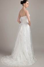 Appliqued Strapless Empire Sweep Train Wedding Gows For Bride