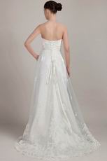 Appliqued Strapless Empire Sweep Train Wedding Gows For Bride