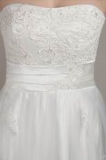 Appliqued Strapless Empire Sweep Train Wedding Gows For Bride