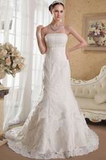 Strapless Mermaid Cathedral Train Bridal Gown With Empire Waist