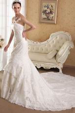 Strapless Mermaid Cathedral Train Bridal Gown With Empire Waist