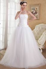 Simple White Princess Strapless Custom Make Wedding Dress