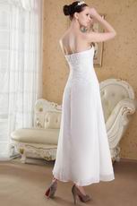 White Empire Strapless Ankle-length Ruched Wedding Dress