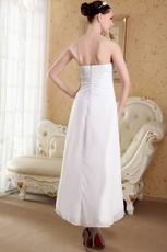 White Empire Strapless Ankle-length Ruched Wedding Dress