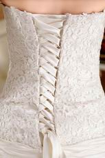 White Princess Strapless Brush Taffeta Appliques Wedding Dress