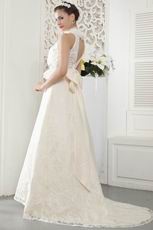 Glamorous Halter A-line Floor Length Skirt Bridal Gown Cream