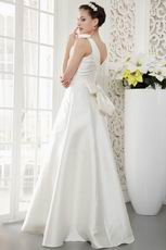 Classic V-Neck Beading Bodice A-line Floor Length Ivory Bridal Dress