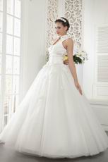 Top Seller Asymmetrical Neck A-line Floor Length Skirt Bridal Dress