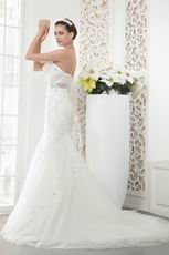 Beautiful Sweetheart Crystal Mermaid Chapel Ivory Wedding Dress