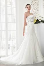 Beautiful Sweetheart Crystal Mermaid Chapel Ivory Wedding Dress