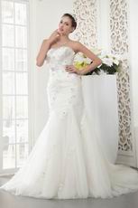 Beautiful Sweetheart Crystal Mermaid Chapel Ivory Wedding Dress