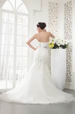 Beautiful Sweetheart Crystal Mermaid Chapel Ivory Wedding Dress