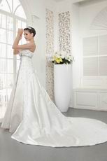 Elegant Strapless Beading Bodice A-line Stain Cream Bridal Gowns