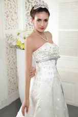 Elegant Strapless Beading Bodice A-line Stain Cream Bridal Gowns