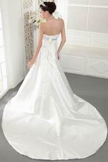 Elegant Strapless Beading Bodice A-line Stain Cream Bridal Gowns