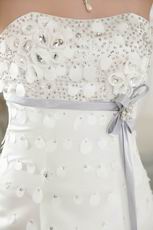 Elegant Strapless Beading Bodice A-line Stain Cream Bridal Gowns