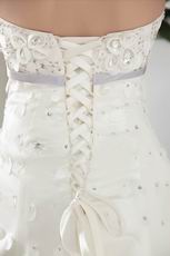 Elegant Strapless Beading Bodice A-line Stain Cream Bridal Gowns