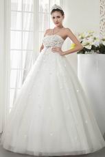 Glamorous Beaded Bodice Corset Bridal Dress With Flowers