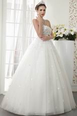 Glamorous Beaded Bodice Corset Bridal Dress With Flowers