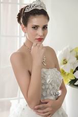 Glamorous Beaded Bodice Corset Bridal Dress With Flowers