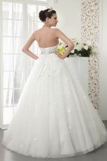 Glamorous Beaded Bodice Corset Bridal Dress With Flowers