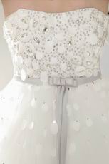 Glamorous Beaded Bodice Corset Bridal Dress With Flowers