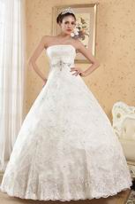 2014 Strapless Dropped Waist Ball Gown Ivory Wedding Dress