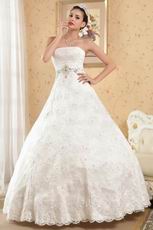 2014 Strapless Dropped Waist Ball Gown Ivory Wedding Dress