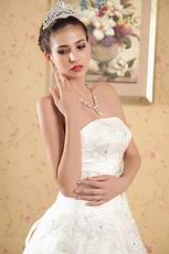 2014 Strapless Dropped Waist Ball Gown Ivory Wedding Dress