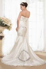 Affordable Best Seller Strapless Mermaid Cream Bridal Dress