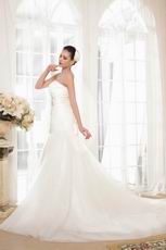 Super Hot Sweetheart Neck Beading Sequin Drop Waist Mermaid Lace Up Cathedral Train Cream Wedding Gown 2014