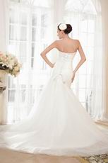 Super Hot Sweetheart Neck Beading Sequin Drop Waist Mermaid Lace Up Cathedral Train Cream Wedding Gown 2014