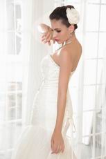Super Hot Sweetheart Neck Beading Sequin Drop Waist Mermaid Lace Up Cathedral Train Cream Wedding Gown 2014