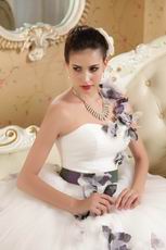 Elegant One Shoulder A-line Silhouette Wedding Dress With Flowers