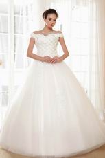 Hot Sale Off The Shoulder Ivory Wedding Dress With Applique