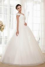 Hot Sale Off The Shoulder Ivory Wedding Dress With Applique