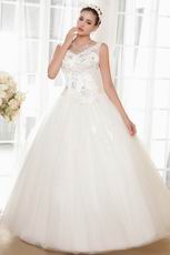 Super Hot V-Neck Ivory Wedding Dress With Floor Length Skirt