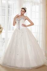 2014 Best Seller Sweetheart Basque Waist Cream Wedding Dress