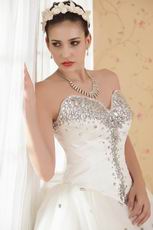 2014 Best Seller Sweetheart Basque Waist Cream Wedding Dress