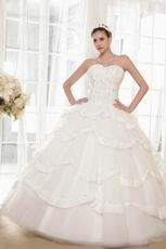 2014 Elegant Cascade Bodice Puffy A-line Ivory Wedding Dress