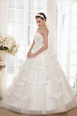 2014 Elegant Cascade Bodice Puffy A-line Ivory Wedding Dress